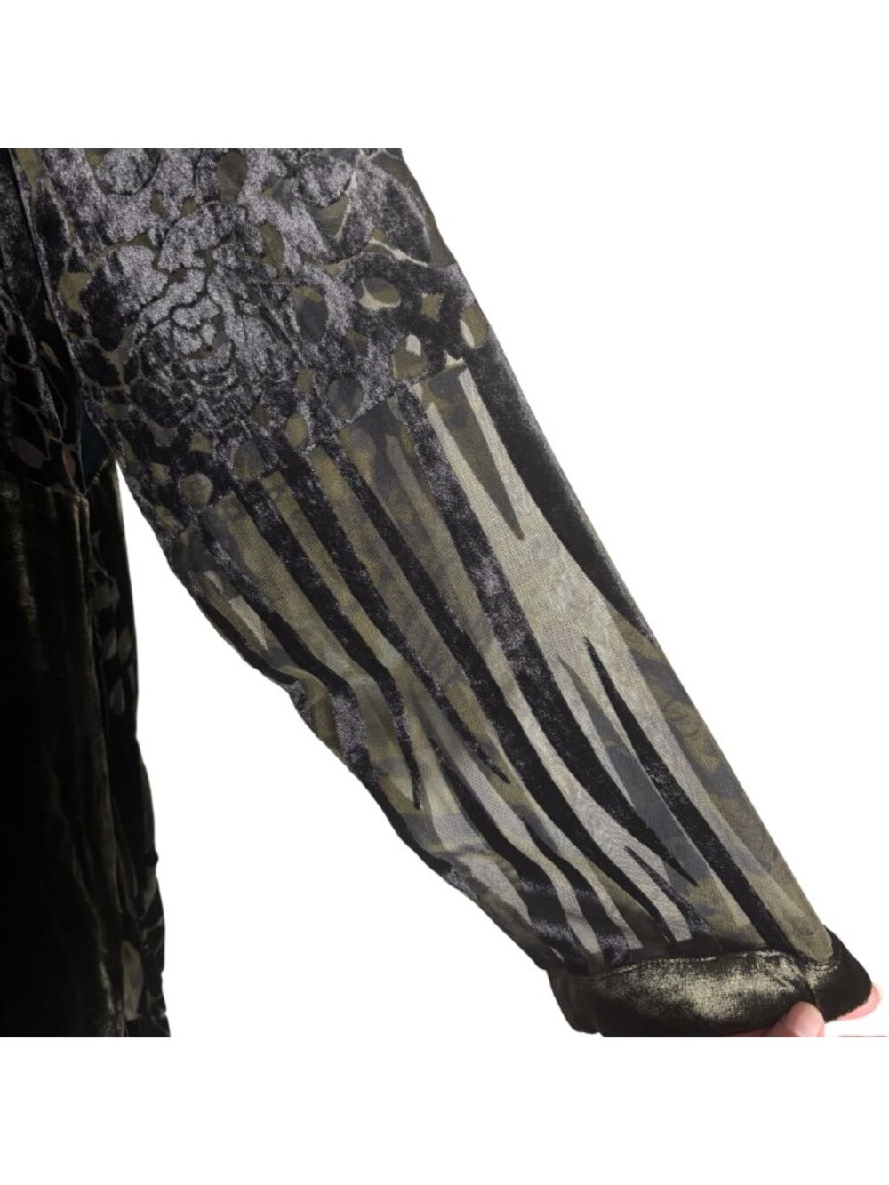Elegant Anis.A Velvet & Silk Blend Asymmetrical Drape Jacket XL Black/Green - Picture 3 of 12